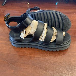 DR. MARTENS Blaire Brando Leather Strap Sandals Women's Size 7 Black